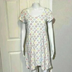 Vintage Fresh Produce Floral Scoop Neck Dress USA Cotton Mini Small Womens